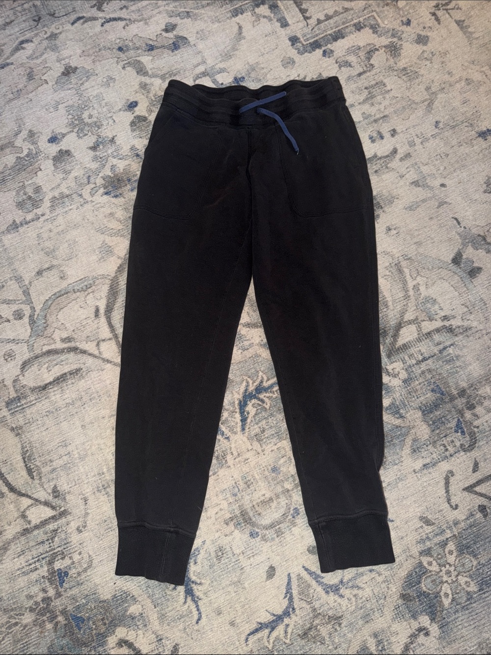 L.L. Bean Black Kids Jogger Sweatpants with Blue Drawcord